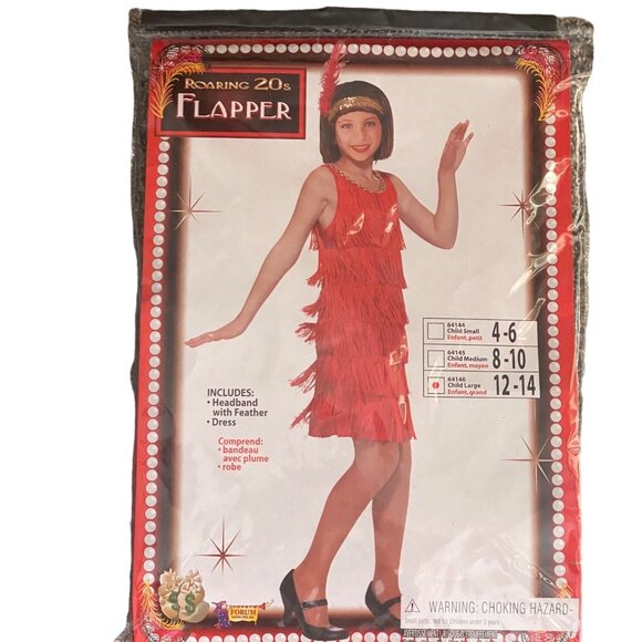 Roaring 20s Flapper Costume Child Large 12-14 Halloween Dress NEW - Picture 1 of 10
